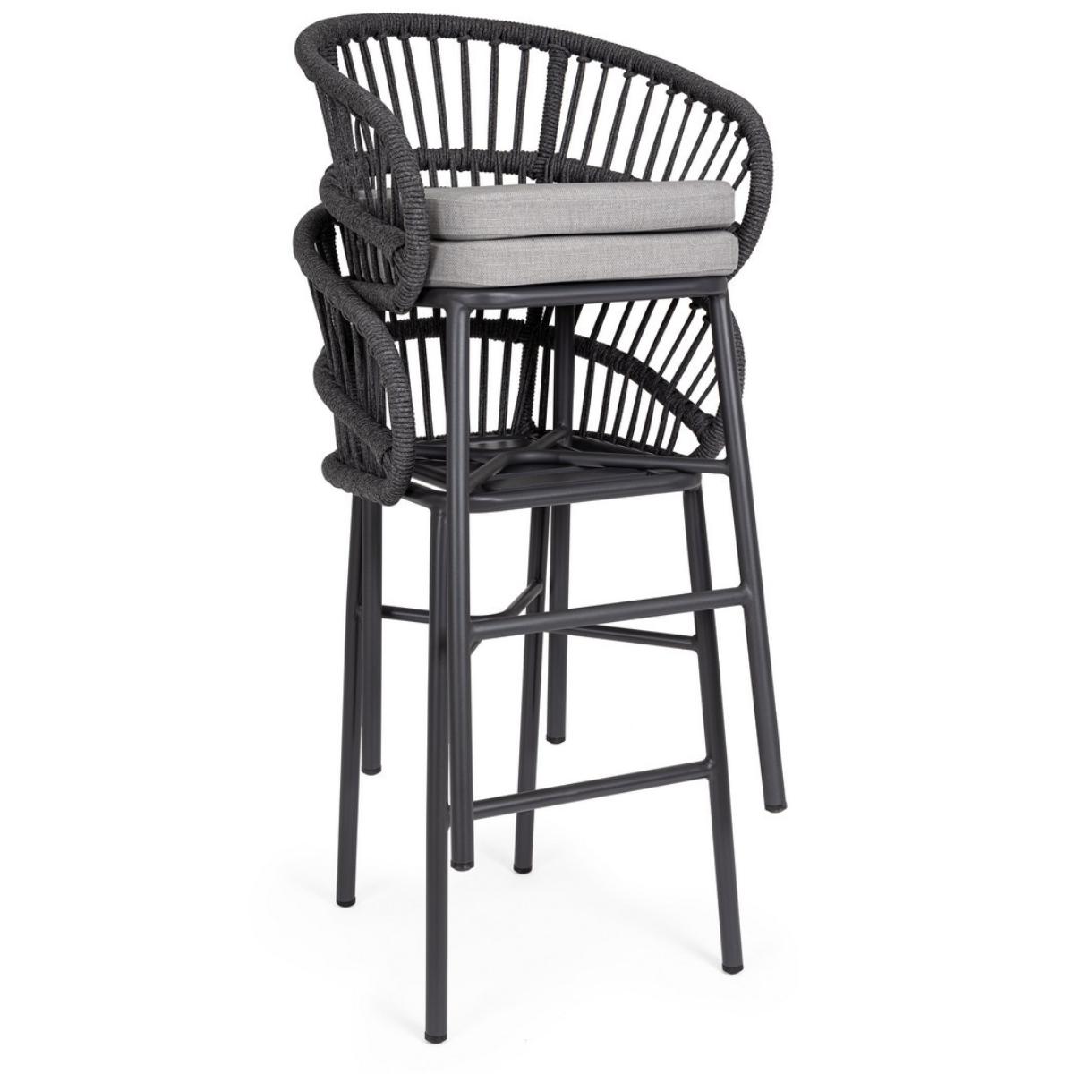 BT LASVEGAS Black design Polyrattan outdoor bar stool